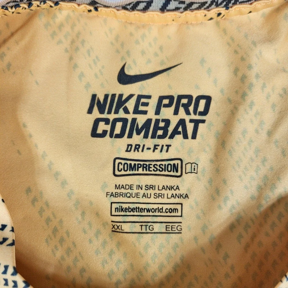 Nike Pro Combat Dri Fit Compression Shirt Mens XXL‎ Yellow Bees 56 Athletic
